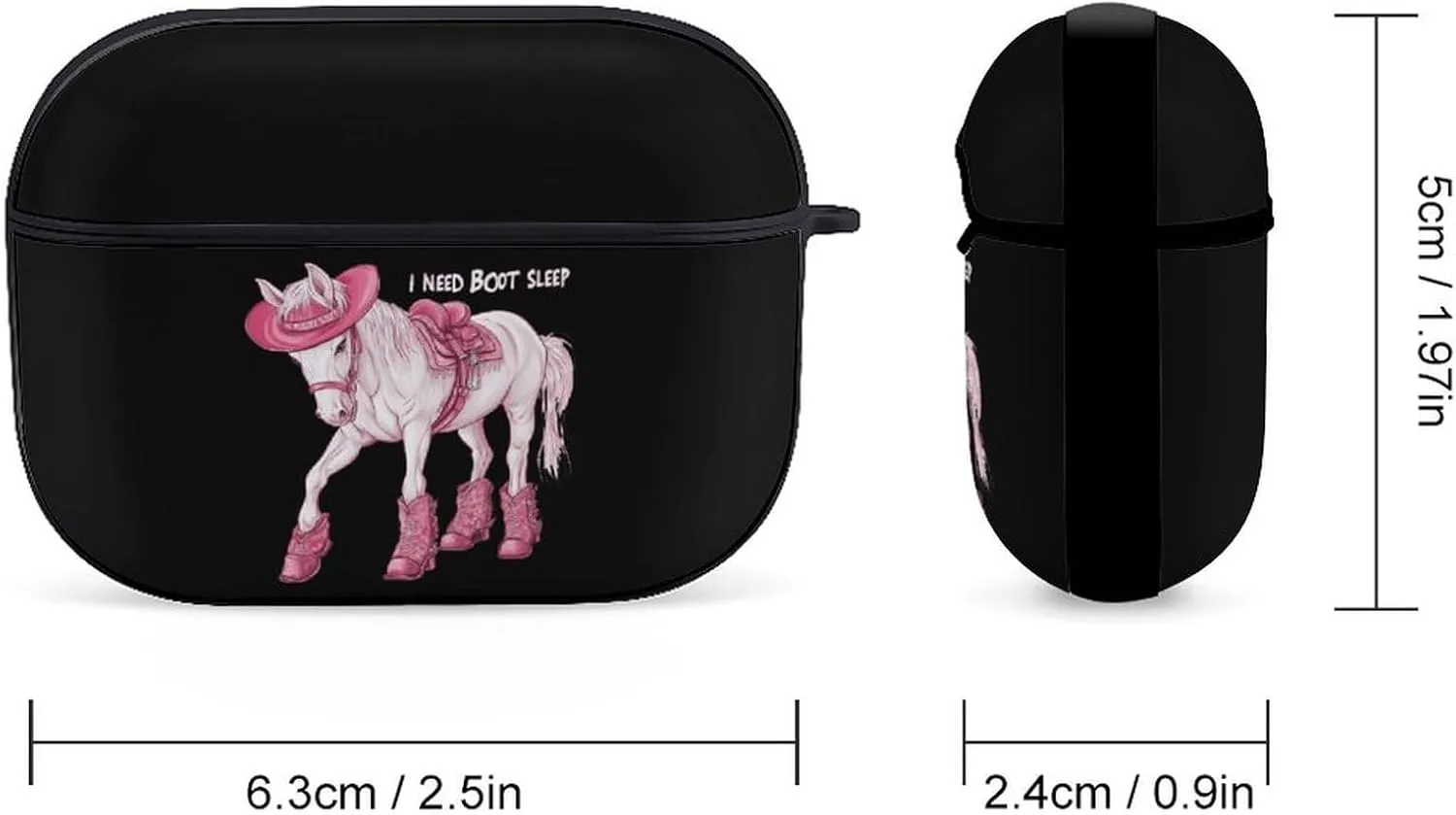 Boot Horse Earbud Case Bluetooth Headphone Case Full Protective Case with Keychain Compatible with Airpods Pro Black-Style