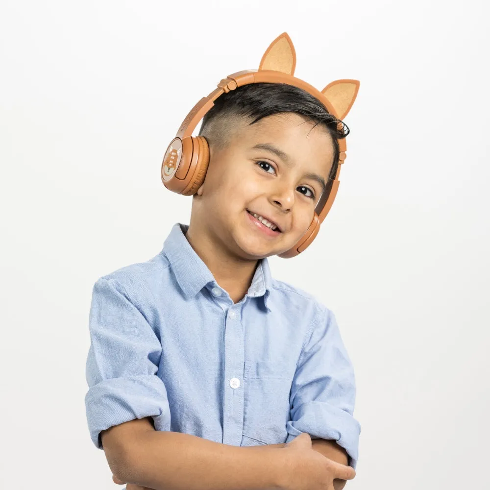 BUDDYPHONES PlayEars  Bluetooth Wireless Headset - Superb Sound & Playful Animal Ears Design - Fox - Orange