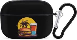 Burger and Beer Earbud Case Bluetooth Headphone Case Full Protective Case with Keychain Compatible with Airpods Pro Black-Style