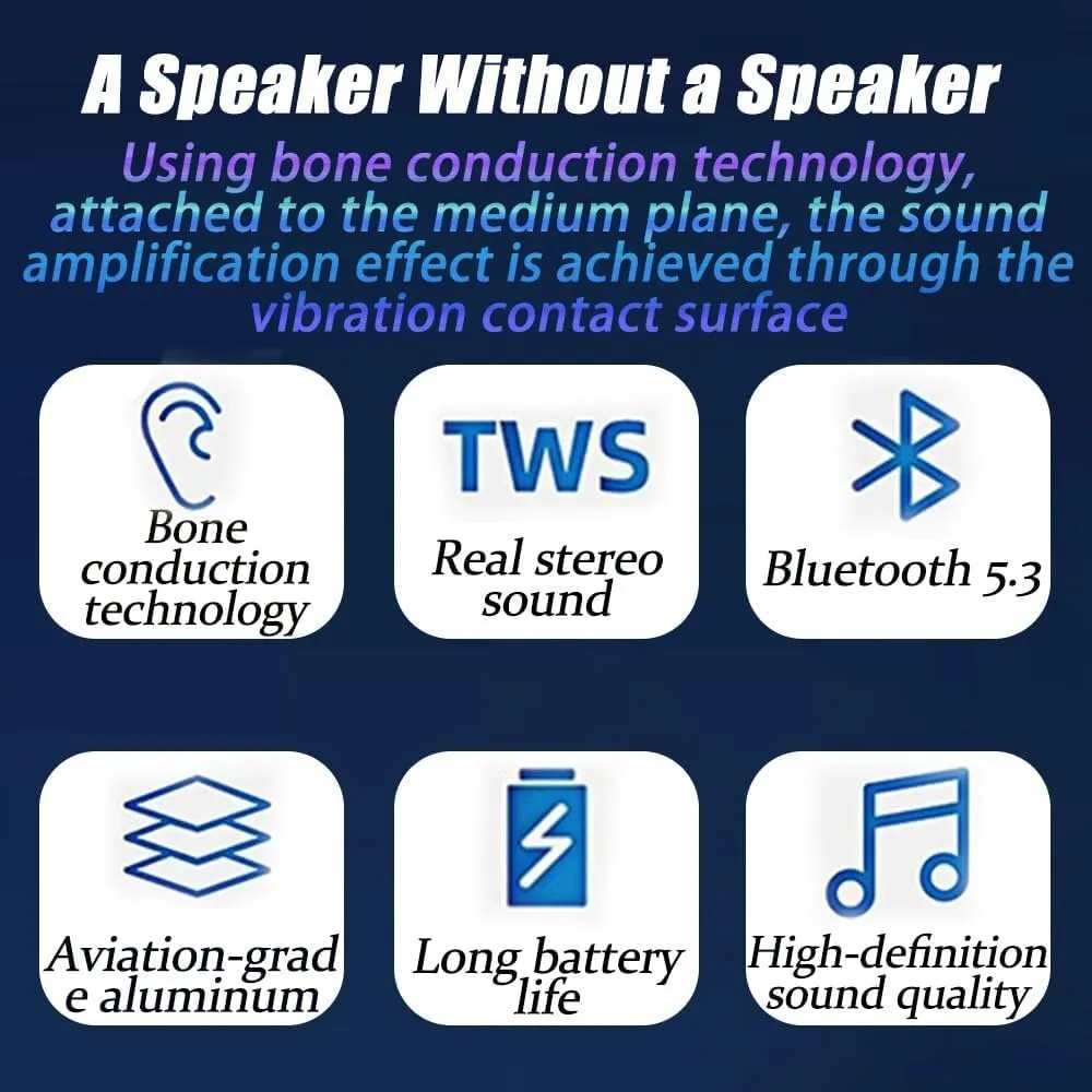 Buzzgo Speaker, Buzzgo Echo Speaker, Bone Conduction Bluetooth Speakers, TWS Bluetooth Mini Speaker Set, Portable Wireless Stereo Speakers with Suction for Home,Outdoor,Travel (Black)