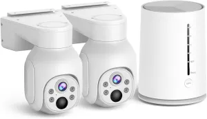 Camcamp Security Cameras Outdoor Wireless, Battery Powered, 2 Cam-Kit, 2K QHD Home Security Cameras System with Pan Tilt View, Spotlight Camera, AI Human Detection, Easy Setup, 5G & 2,4G WiFi