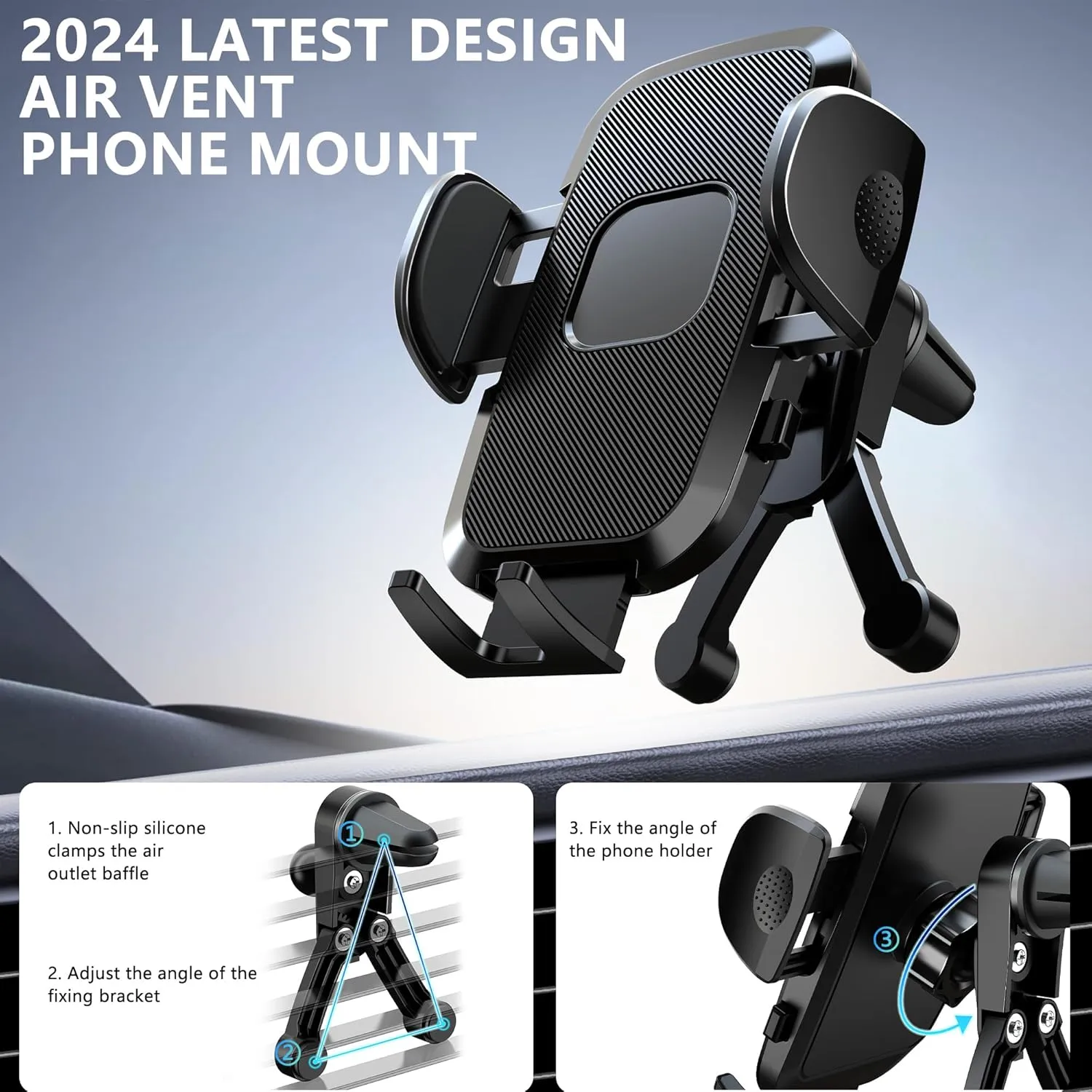 Car Phone Holder,Adjustable Air Vent Car Phone Holder Mount Compatible with iPhone 16/15/14/13, Samsung, Google,and All Smartphones, Hands-Free Auto Mobile Phone Stand