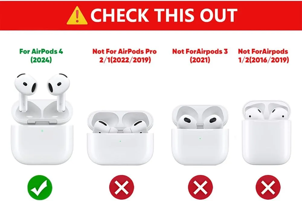 Case for AirPods 4th Generation Wireless Earbuds (2024) with Doll and Carabiner, Silicone Charging Protective Cover with Cartoon Skin Design for AirPods 4 (MIC)