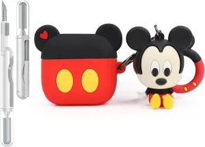 Case for AirPods 4th Generation Wireless Earbuds (2024) with Doll and Carabiner, Silicone Charging Protective Cover with Cartoon Skin Design for AirPods 4 (MIC)