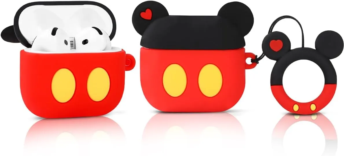 Case for AirPods 4th Generation Wireless Earbuds (2024) with Doll and Carabiner, Silicone Charging Protective Cover with Cartoon Skin Design for AirPods 4 (MIC)
