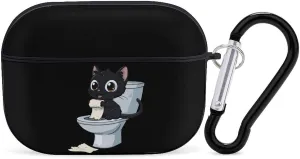 Cat Please Earbud Case Bluetooth Headphone Case Full Protective Case with Keychain Compatible with Airpods Pro Black-Style