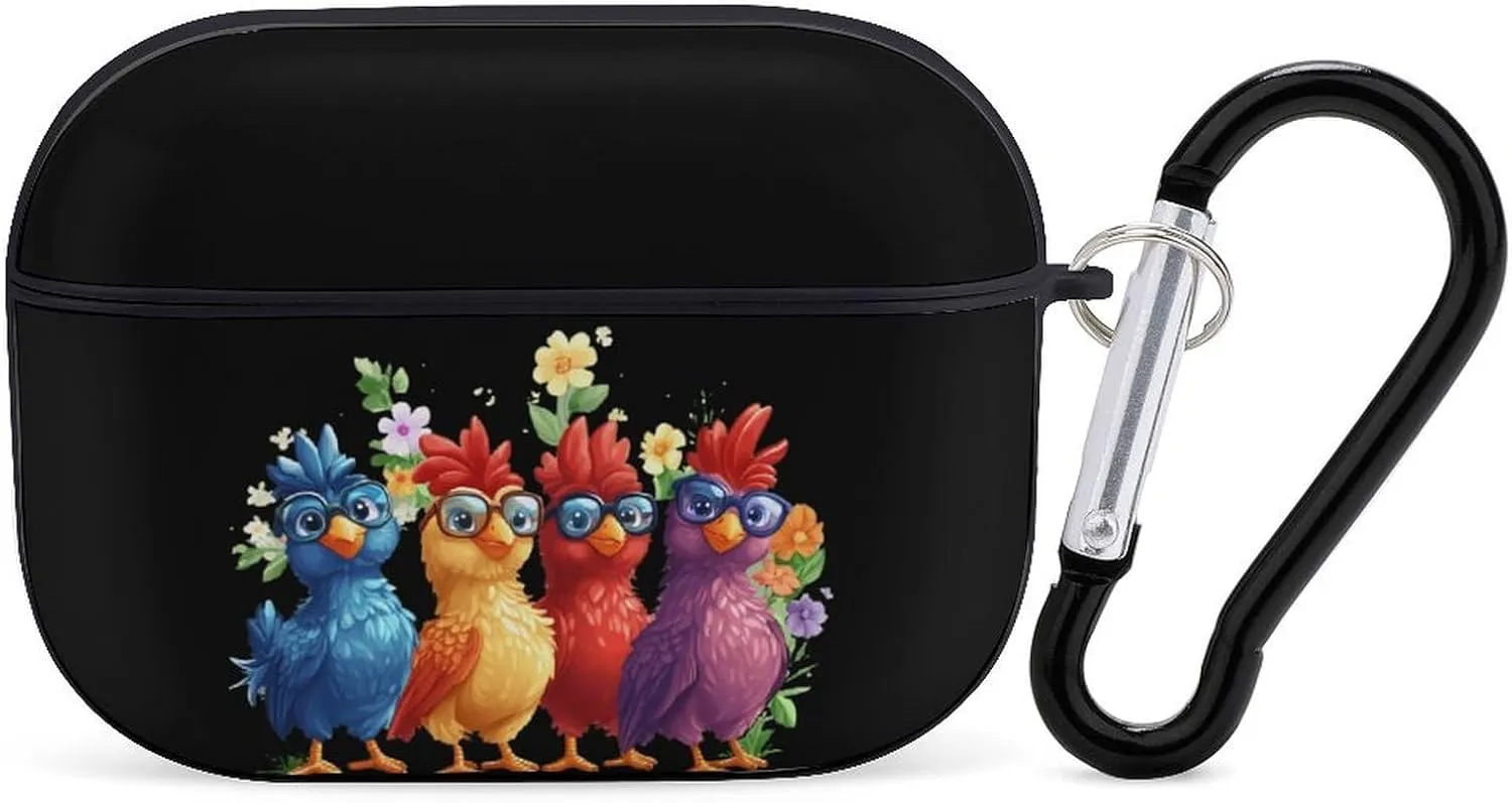 Chicken Mom (3) Earbud Case Bluetooth Headphone Case Full Protective Case with Keychain Compatible with Airpods Pro Black-Style