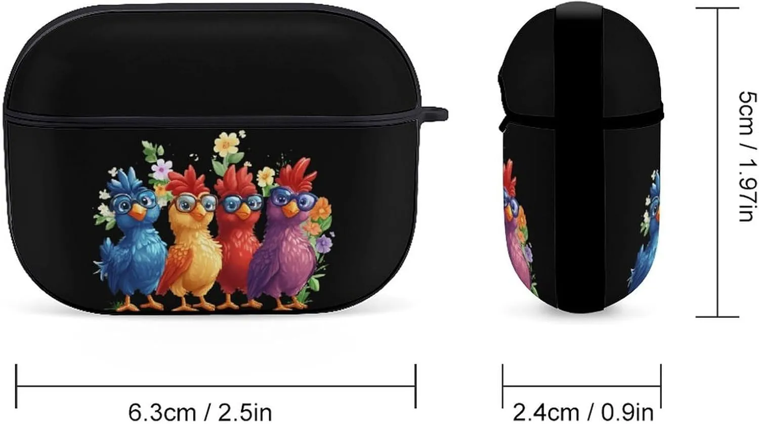 Chicken Mom (3) Earbud Case Bluetooth Headphone Case Full Protective Case with Keychain Compatible with Airpods Pro Black-Style