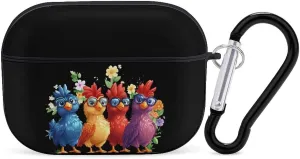 Chicken Mom (3) Earbud Case Bluetooth Headphone Case Full Protective Case with Keychain Compatible with Airpods Pro Black-Style