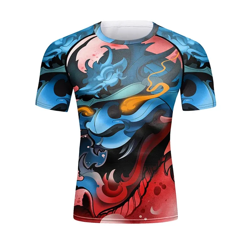 Cody Lundin - Mural Series : Samurai Demon  -  Short Sleeve MMA  / BJJ  Compression Shirt / Rash Guard