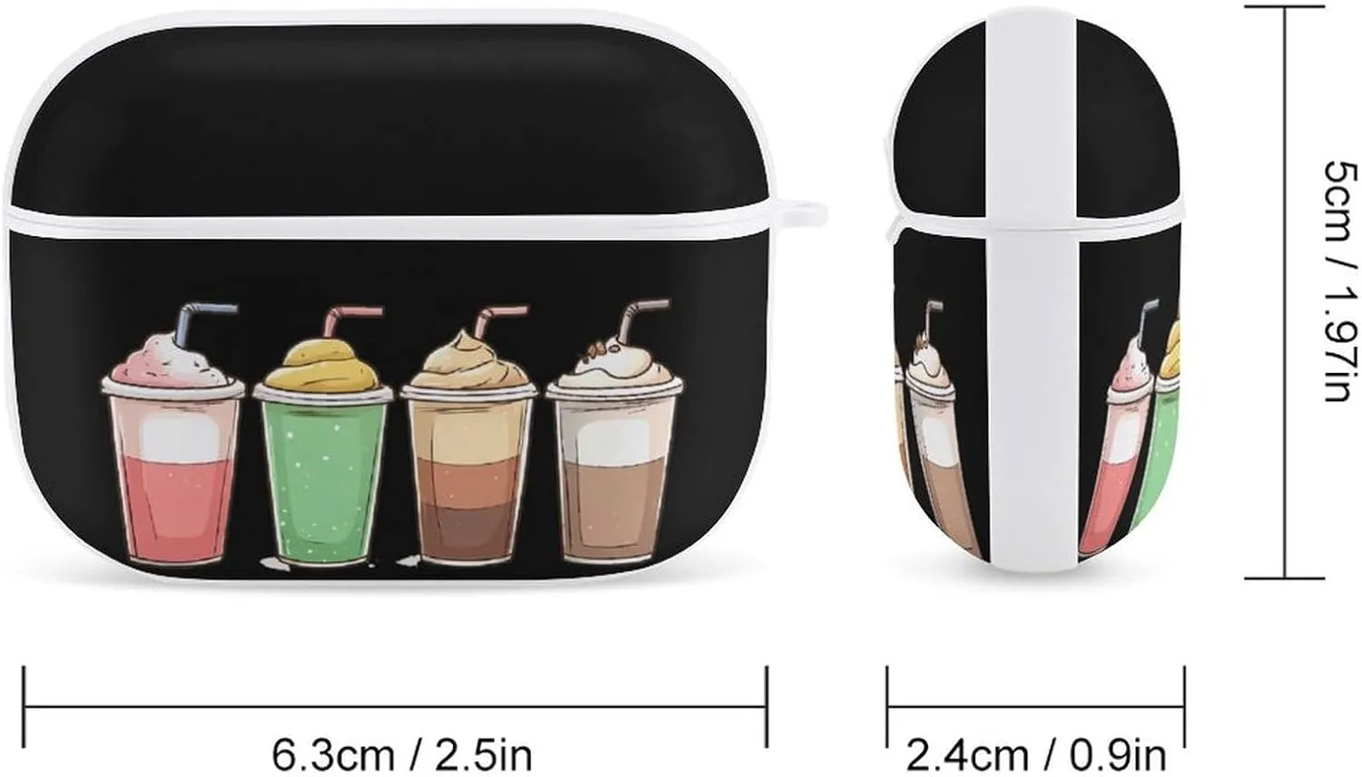 Coffee Drinking Cup Earbud Case Bluetooth Headphone Case Full Protective Case with Keychain Compatible with Airpods Pro White-Style