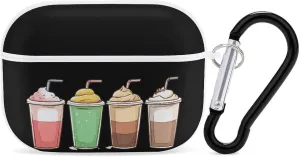 Coffee Drinking Cup Earbud Case Bluetooth Headphone Case Full Protective Case with Keychain Compatible with Airpods Pro White-Style