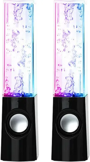 Colorful LED Music Fountain Speakers Wired Stereo Speakers with Output for Laptop Smartphone Unique Water Spout for Visual Effects for Parties Home Use