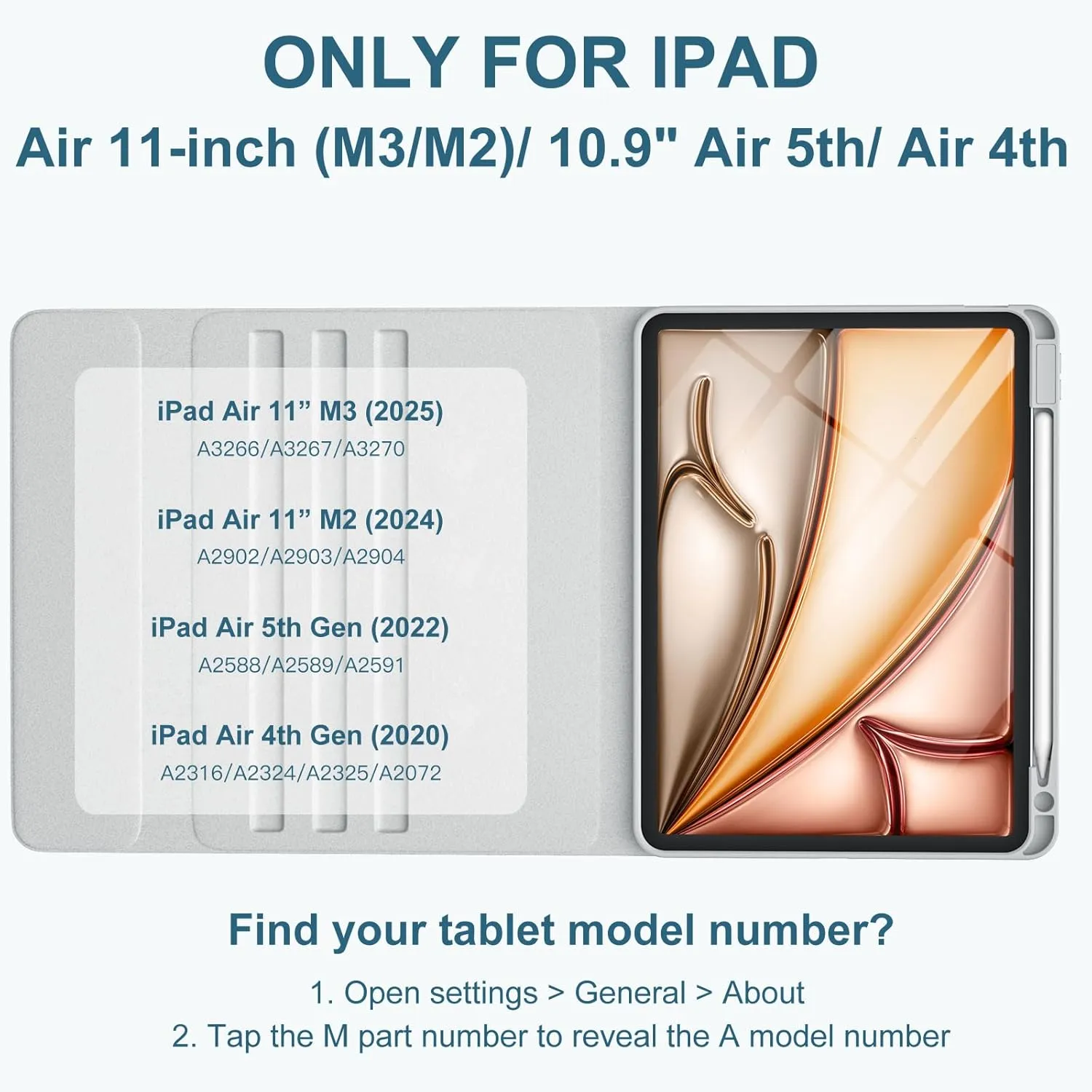 Compatible with iPad Air 11-inch/ 10.9" Air 5th 4th Generation Case with Keyboard - Backlit Detachable, Folio Cover with Pencil Holder for iPad Air 11 Inch M3/M2, Air 5/ Air 4 (Gray)