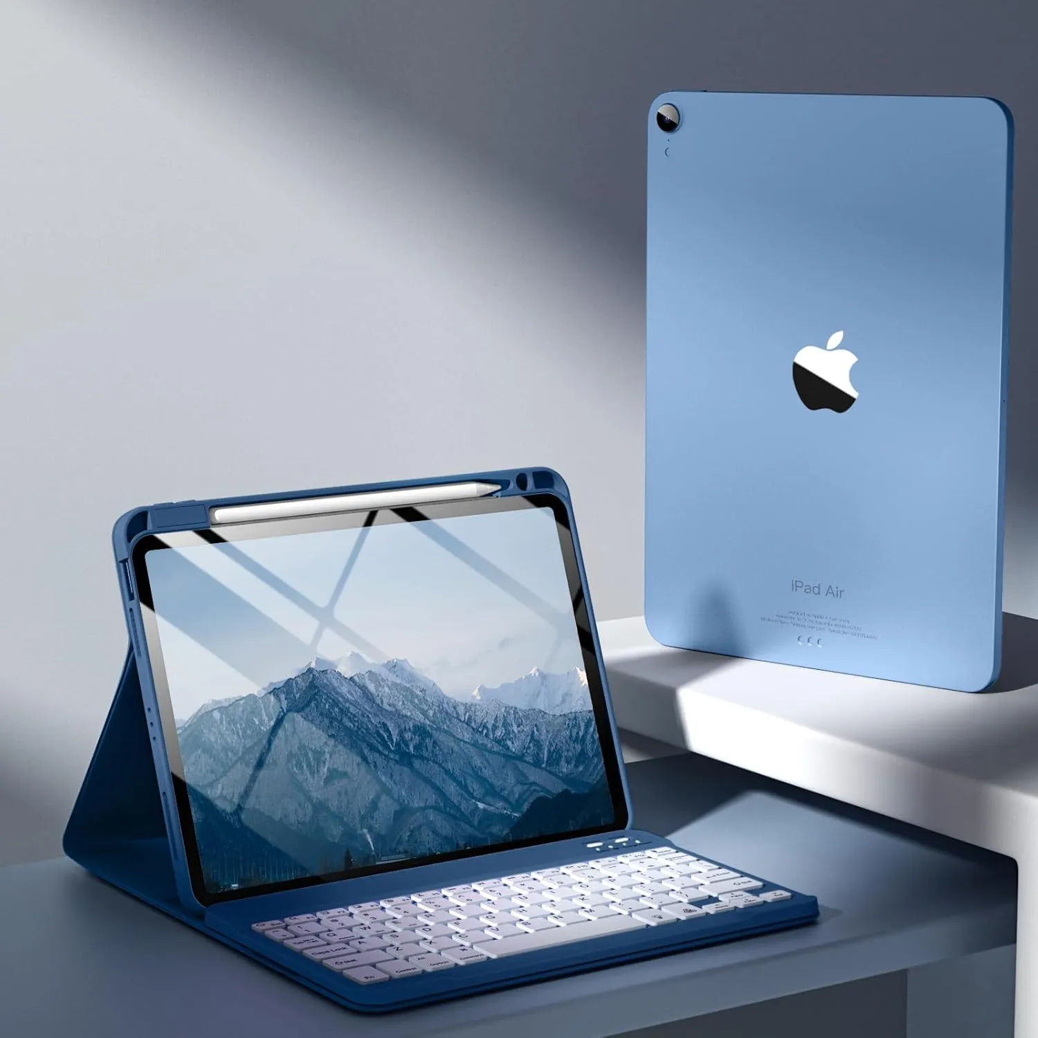 Compatible with iPad Air 11-inch/Air 5th 4th Generation Case with Keyboard - Backlit Detachable, Folio Cover with Pencil Holder for iPad Air 11 Inch M3/M2, Air 5/ Air 4 (Abyss Blue)