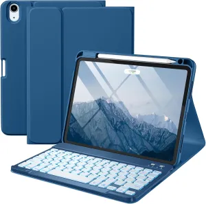 Compatible with iPad Air 11-inch/Air 5th 4th Generation Case with Keyboard - Backlit Detachable, Folio Cover with Pencil Holder for iPad Air 11 Inch M3/M2, Air 5/ Air 4 (Abyss Blue)