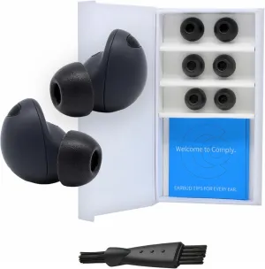 Comply TrueGrip | Premium Memory Foam Replacement Earbud Tips for Samsung Galaxy Buds2 Pro | Enhanced Comfort, Secure Fit, Superior Noise Isolation, Cleaning Tool | Black, Medium (3 Pairs)