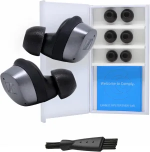 Comply TrueGrip | Premium Memory Foam Replacement Earbud Tips for Sennheiser Momentum 3, 4, ACCENTUM | Enhanced Comfort, Secure Fit, Superior Noise Isolation, Cleaning Tool | Black (S/M/L) (3 Pairs)