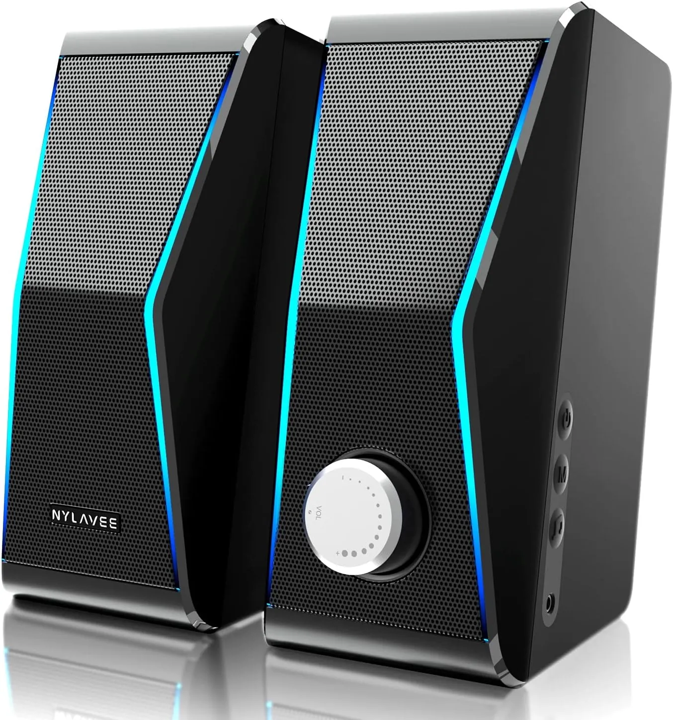 Computer Speakers, Dynamic RGB PC Speakers, Bluetooth 5.0 HiFi Computer Speakers for Desktop with 2 Bass Diaphragms & 4 Speaker Units, USB Powered & 3.5mm AUX Cable for PC Laptop Monitor Tablet Phone