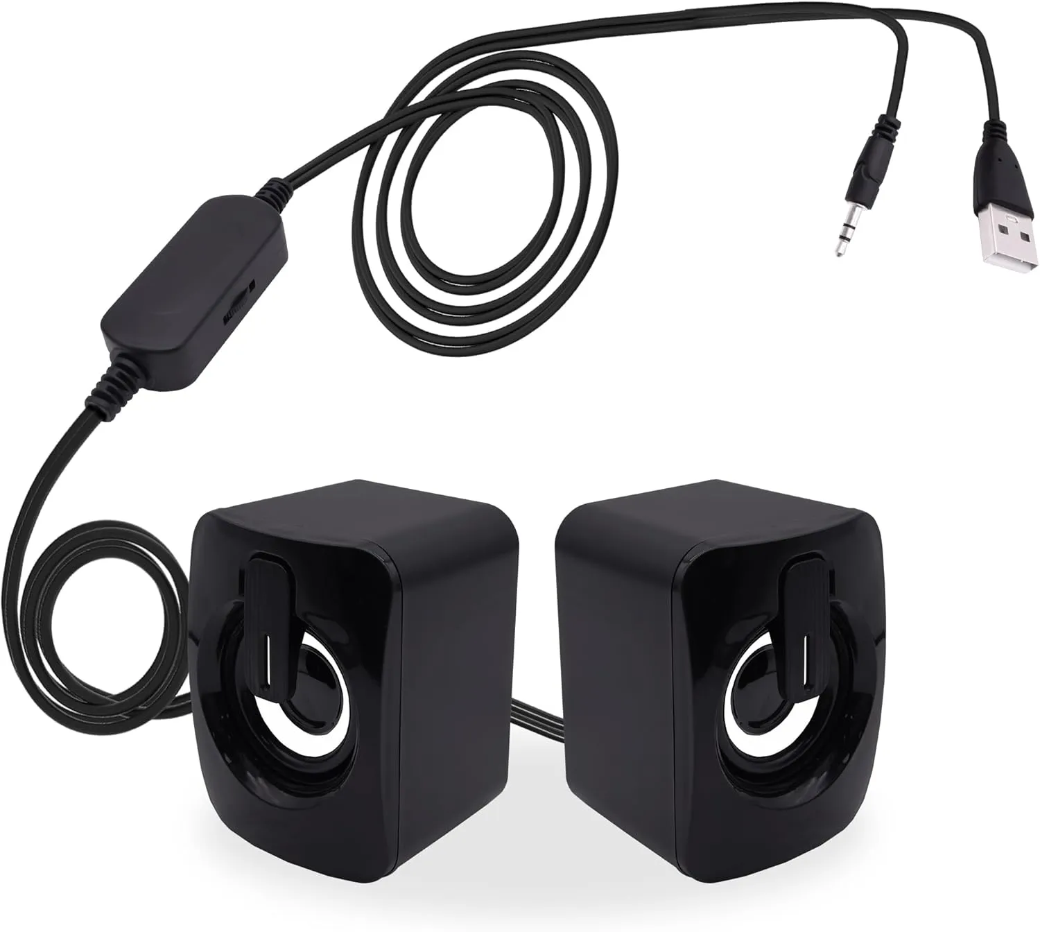 Computer Speakers for Desktop Laptop Tablet, USB Powered PC Speakers, Small Speakers Wired with Volume Control for Cellphone Pad MP3, Stereo Sound with 3.5mm Audio Plug for Windows