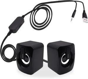 Computer Speakers for Desktop Laptop Tablet, USB Powered PC Speakers, Small Speakers Wired with Volume Control for Cellphone Pad MP3, Stereo Sound with 3.5mm Audio Plug for Windows