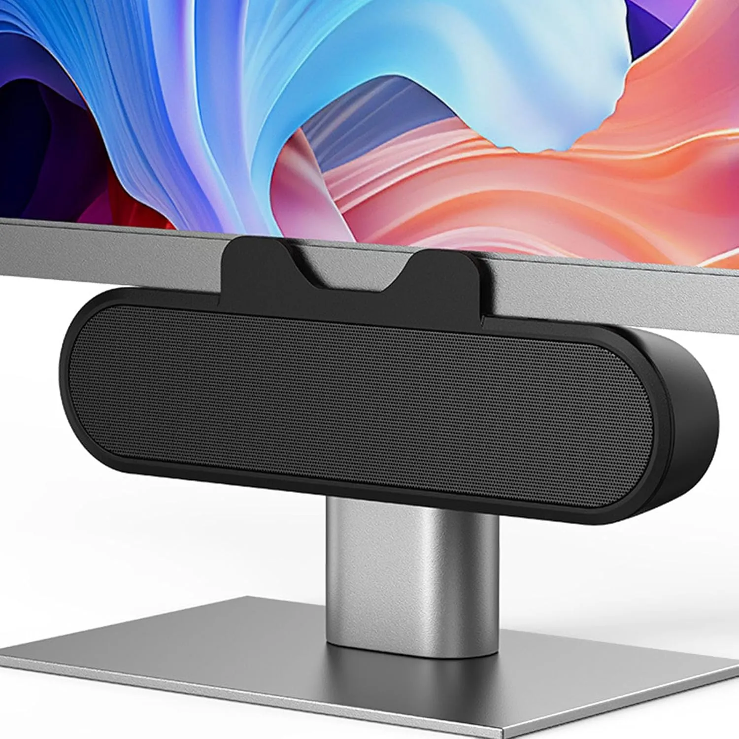 Computer Speakers for Desktop PC, Single Speakers for Desktop Display, USB Plug in Laptop Speaker with Stereo Loud Sound, Volume Control, Easily Clamps to Display