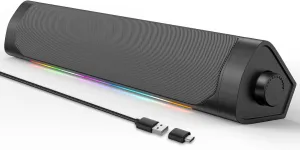 Computer Speakers for Desktop Pc,Bluetooth PC Speakers with Headphone Output,2 Ways Connect Monitor Desktop Speakers for Windows,Linux,Mac Air/Pro Phones(USB-C to USB Adapter Included)