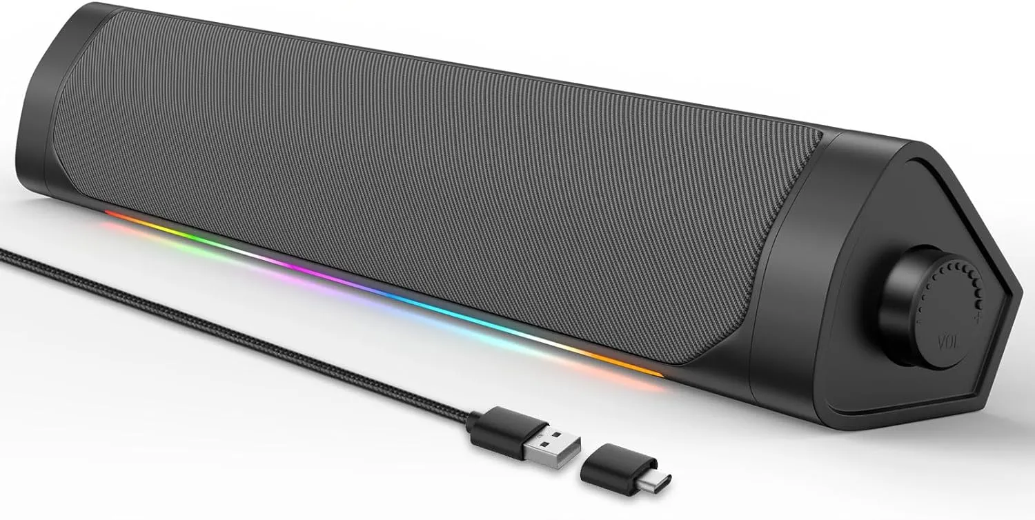 Computer Speakers for Desktop Pc,Bluetooth PC Speakers with Headphone Output,2 Ways Connect Monitor Desktop Speakers for Windows,Linux,Mac Air/Pro Phones(USB-C to USB Adapter Included)