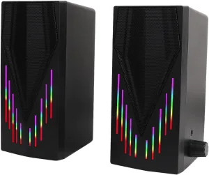 Computer Speakers, Speakers for Computer Desktop PC with Colorful RGB Lighting, USB Powered Gaming Speakers with 3.5mm Aux Cable for Monitor Laptop Tablet