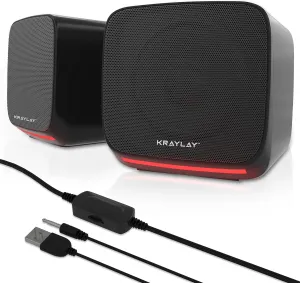 Computer Speakers - TV Speakers with 2.0 USB Aux Powered - Monitor Speakers with RGB LED Light - Mini Multimedia Stereo Speaker for Laptop, Tablet and Cellphone