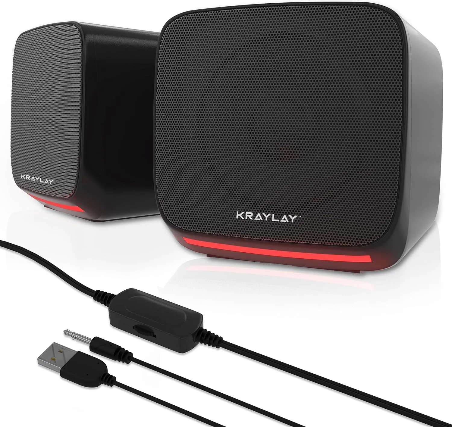 Computer Speakers - TV Speakers with 2.0 USB Aux Powered - Monitor Speakers with RGB LED Light - Mini Multimedia Stereo Speaker for Laptop, Tablet and Cellphone