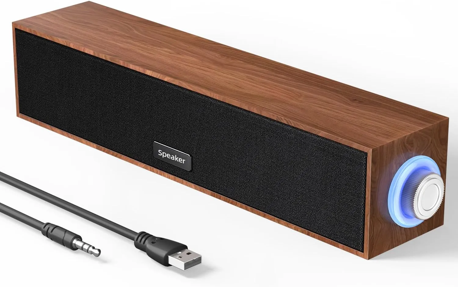 Computer Speakers,Wooden Multimedia Digital Speaker,USB Powered 3.5mm AUX PC Speakers,Surround Sound Portable Computer Sound Bar Speaker for Desktop Laptop (Brown)