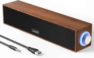 Computer Speakers,Wooden Multimedia Digital Speaker,USB Powered 3.5mm AUX PC Speakers,Surround Sound Portable Computer Sound Bar Speaker for Desktop Laptop (Brown)
