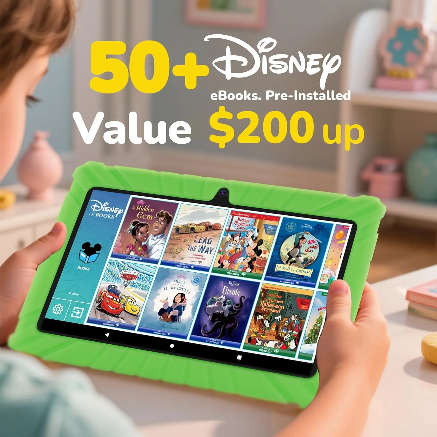 Contixo V8 7" Kids Tablet - 32GB Storage, Pre-Loaded Exclusive 50 Disney Storybooks (Value $200), Android, Parental Controls, Durable Kid-Proof Case - Green