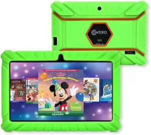 Contixo V8 7" Kids Tablet - 32GB Storage, Pre-Loaded Exclusive 50 Disney Storybooks (Value $200), Android, Parental Controls, Durable Kid-Proof Case - Green