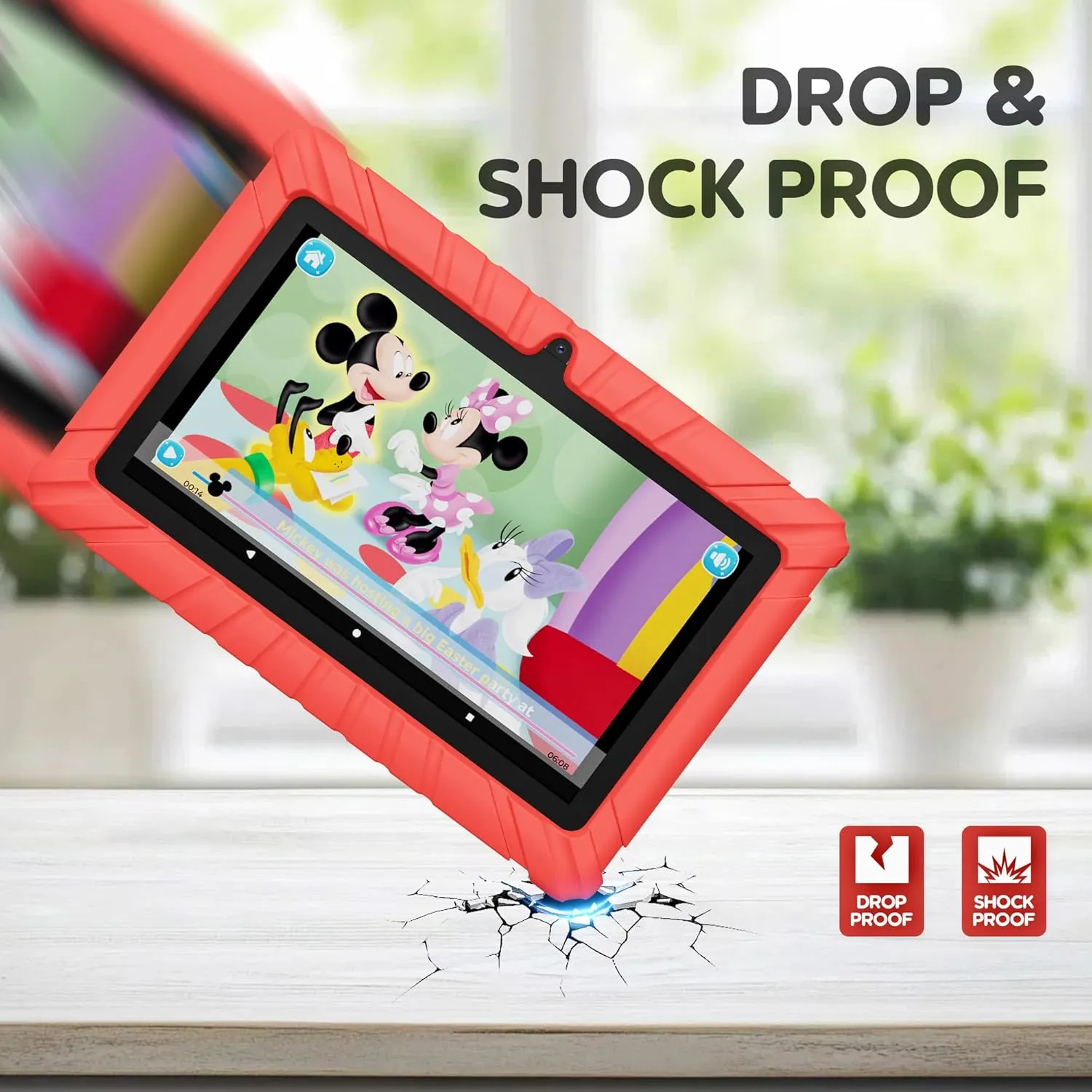 Contixo V8 7" Kids Tablet - 32GB Storage, Pre-Loaded Exclusive 50 Disney Storybooks (Value $200), Android, Parental Controls, Durable Kid-Proof Case - Red