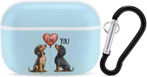 Dachshund Love Earbud Case Bluetooth Headphone Case Full Protective Case with Keychain Compatible with Airpods Pro White-Style