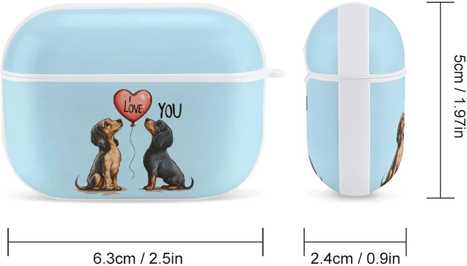 Dachshund Love Earbud Case Bluetooth Headphone Case Full Protective Case with Keychain Compatible with Airpods Pro White-Style
