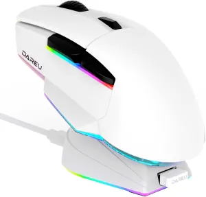 DAREU A955 Wireless Gaming Mouse with RGB Charging Dock: Tri-Mode 2.4G/USB-C/BT Mouse Up to 12K DPI Optical Sensor -KBS II Buttons Fully Programmable- 120 Hr Battery