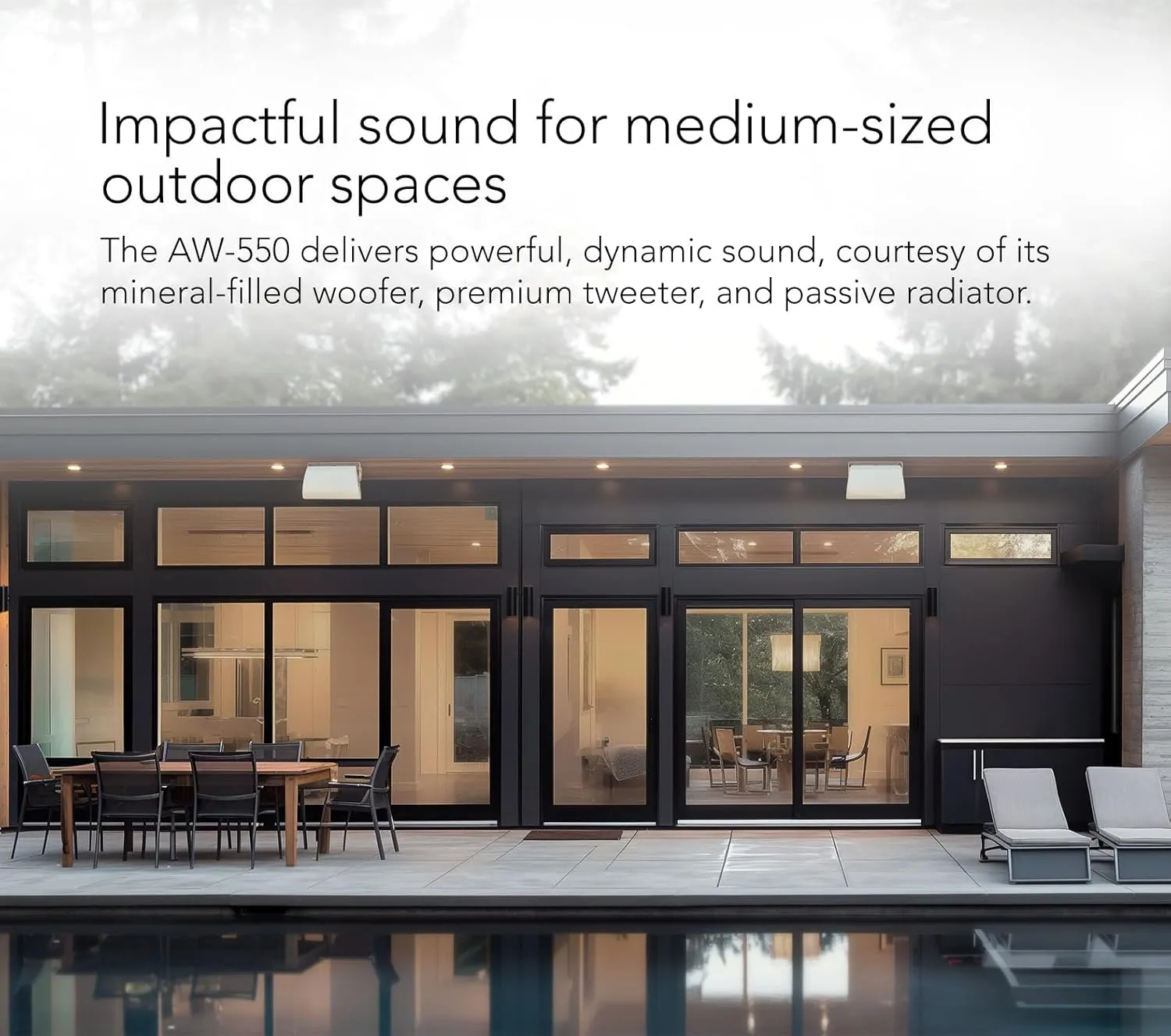 Definitive Technology Dymension AW-550 Outdoor Speaker (Black, Pair), Two-Way Surface Mount Wired Speakers, 5.25" Woofer, 1 Tweeter, & 5x8 Passive Bass Radiator, IP66 All-Weather Outdoor Speakers