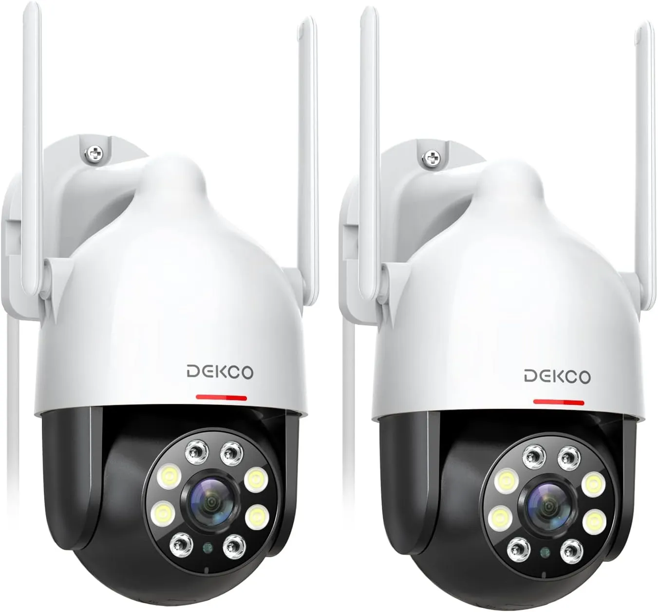 DEKCO 2K Security Camera Outdoor 2Packs, WiFi Outdoor Security Cameras Pan-Tilt 360 View, 3MP Surveillance Cameras with Motion Detection and Siren, 2-Way Audio, Full Color Night Vision, Waterproof