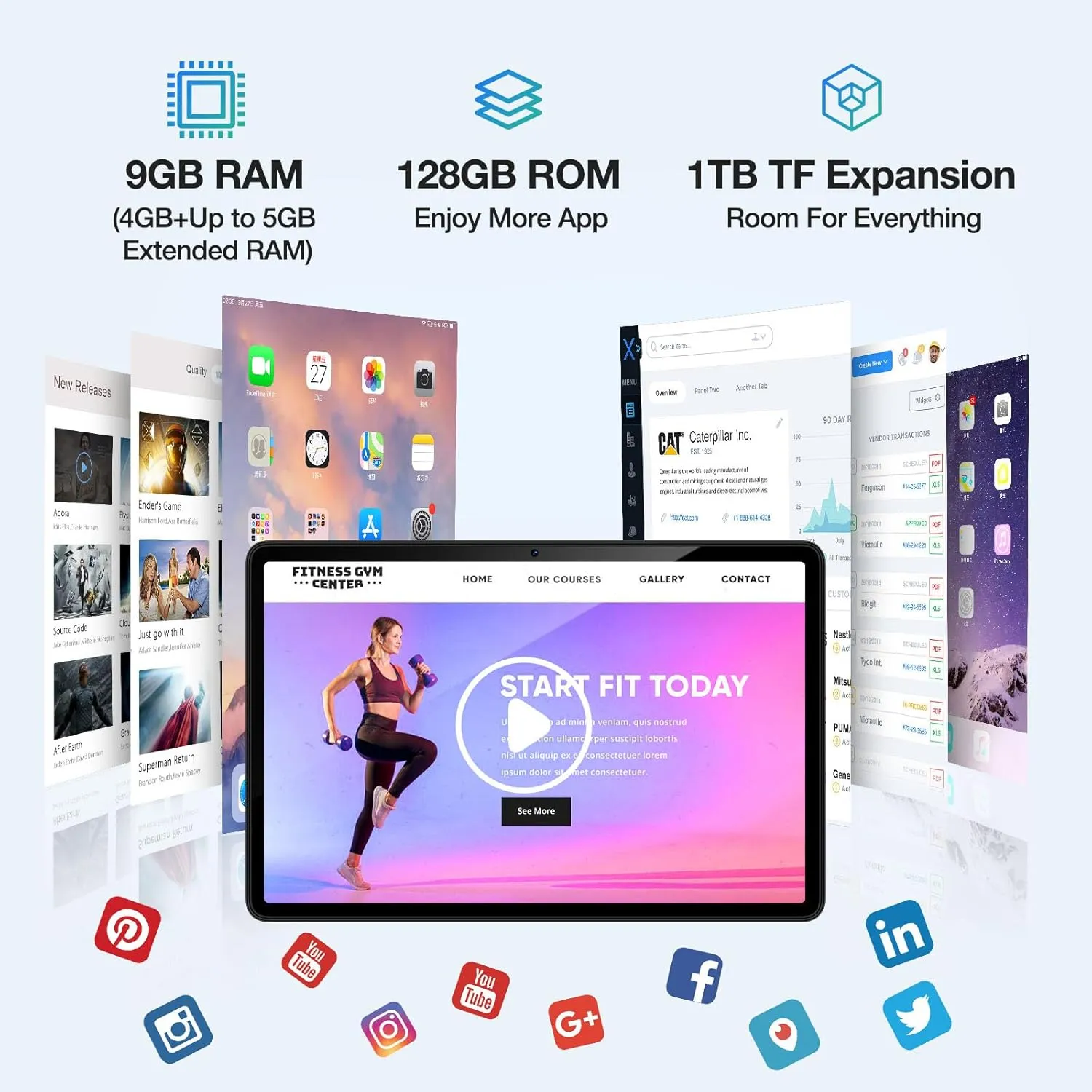 DOOGEE 11 Inch Tablet with Keyboard,4G Dual Sim Slot Tablets, T30E Tablet with Android 14, 9GB RAM 128GB ROM/1TB TF, 8000mAh, Cellular Tablets with BT5.0, Pen, Keyboard, Mouse & Case