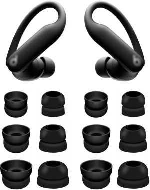 Double Flange Ear Tips Compatible with Powerbeats Pro 2, 6 Pairs S/M/L Sizes Soft Silicone Replacement 2 Flange Eartips Compatible with Powerbeats Pro 2 PB Pro 2 6 Pairs Black
