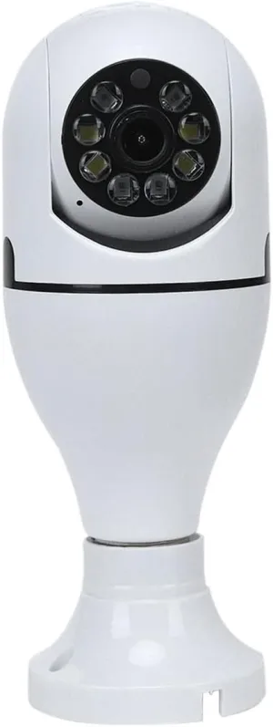 E27 Home Remote Surveillance Camera, 2.4Ghz WiFi Bulb Camera 1080P Wireless Security Cameras, 360 Degree Panoramic IP Camera with Vision Human Motion Detection and Alarm (White)