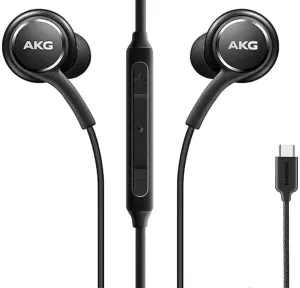Earphones compatiable with Samsung Galaxy S23 S23 Ultra | S22 S22 Ultra | S21 S21 Ultra | S20 S20 Ultra, Note 10  Original USB Type C in-Earbuds - Braided - Black