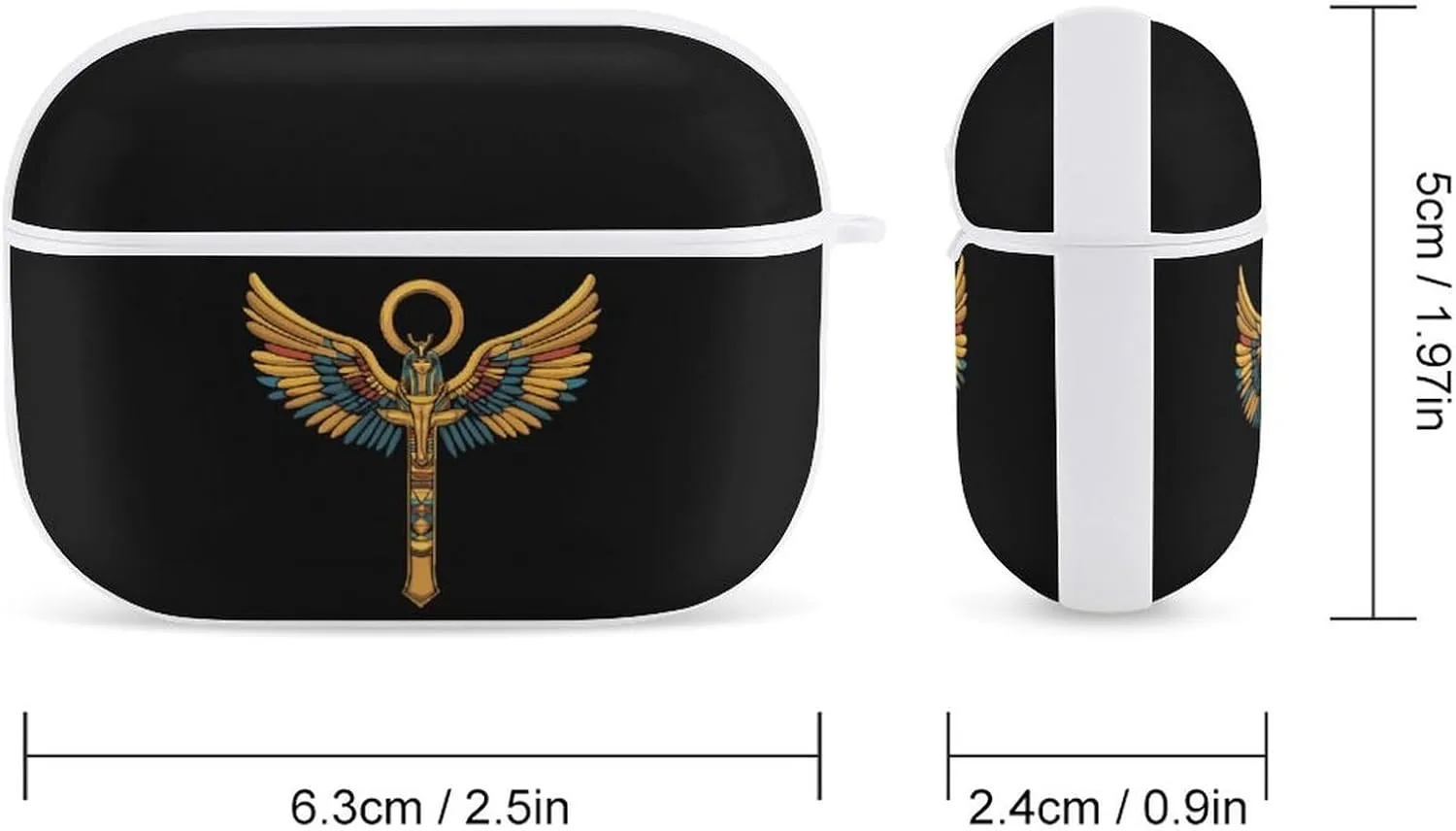 Egyptian Ankh Earbud Case Bluetooth Headphone Case Full Protective Case with Keychain Compatible with Airpods Pro White-Style