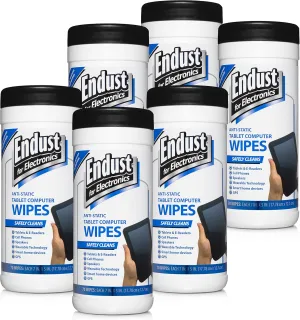 Endust For Electronics 6 Pack Screen Cleaner Wipes, Electronics Surface Cleaning Wipes, For Tablet, E-Reader, Monitors, Laptop, Phone, TV, GPS, Pre-Moistened, Alcohol & Ammonia Free, 70 Count (12596)