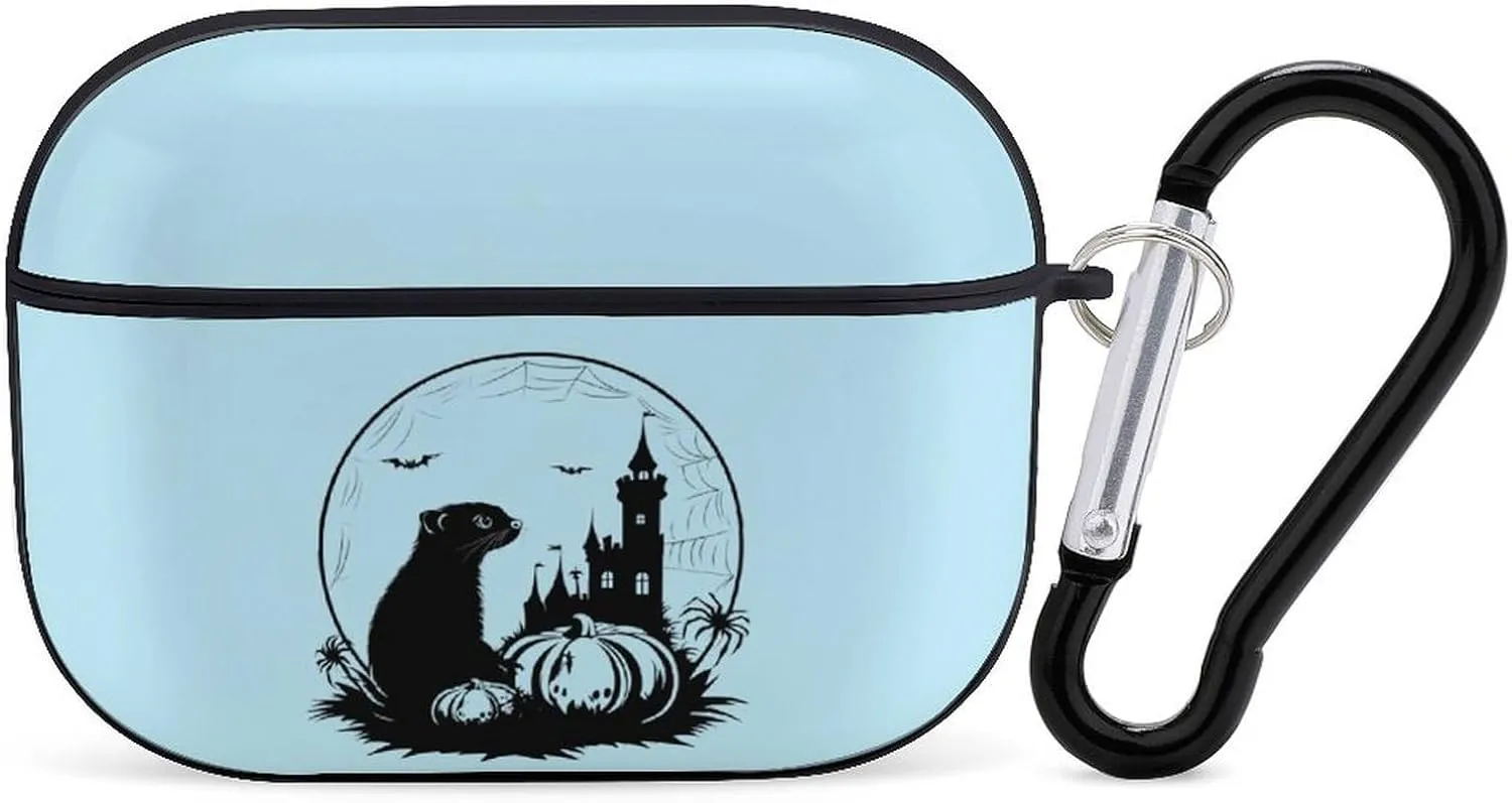 Ferret Halloween Earbud Case Bluetooth Headphone Case Full Protective Case with Keychain Compatible with Airpods Pro Black-Style