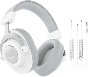 FIFINE Studio Monitor Headphones, Wired Over-Ear Computer Headphones with 3.5mm to 6.35mm Jack for Mixer/Amplifier/PC, Closed-Back Headset with Flexible Headband for Music Vocal Recording-H8 White