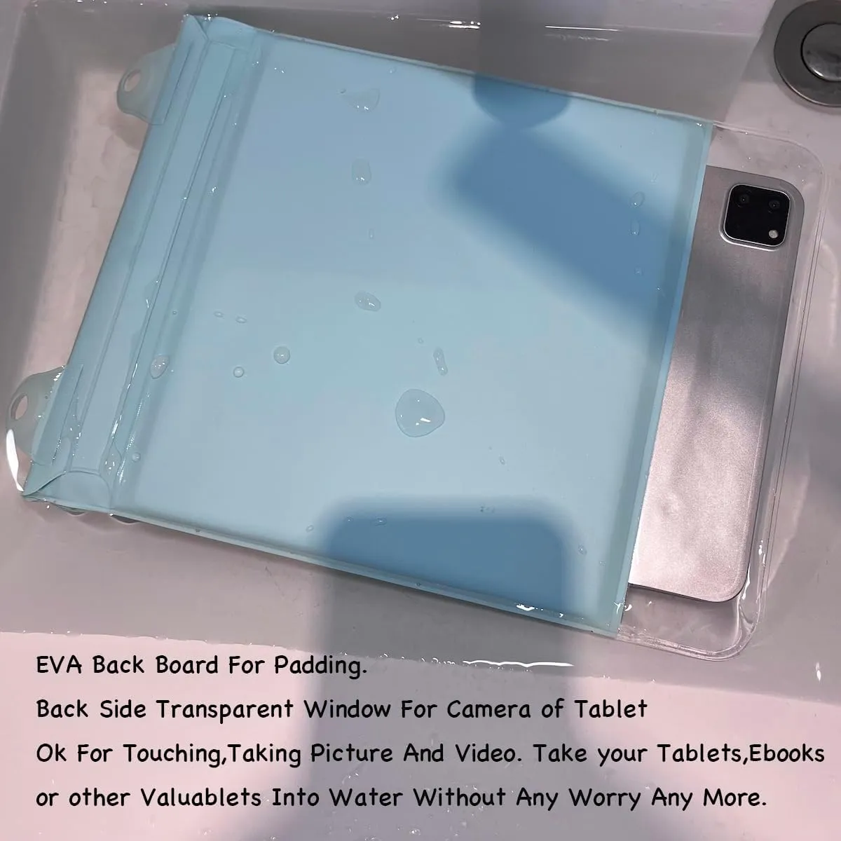 Floating Waterproof Tablet Case eReader Cover Bag Waterproof Holder Pouch for ipad pro air 11" Galaxy Tab S9 Surface Go 3 Kindle Scribe Up to 11.5 inch(Light Green)